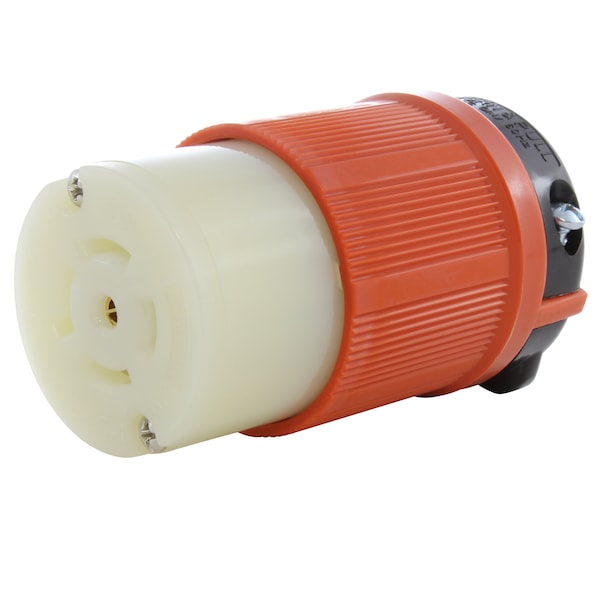 Locking Connector, L21-20R, 20 A, 120/208V AC, Three Phase, Orange